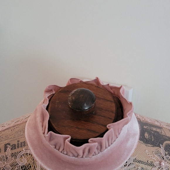 Pink Mary Cottagecore maxy lace dress with floral appliques Velvet accents Y2K - Picture 3 of 13